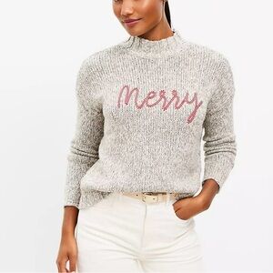 Loft Merry funnel neck holiday sweater